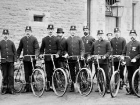 Cycle patrol raised to thwart the "horse fiend", Christchurch. Ref: 1/1-009322-G. Alexander Turnbull Library, Wellington, New Zealand. /records/23010585